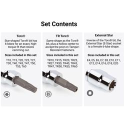 Tekton 3/8 in. drive Torx and External Star Bit Socket Set 36 pc