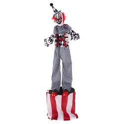 Haunted Hill Farm 5.9 ft. Talking Clown on a Stage Animatronic