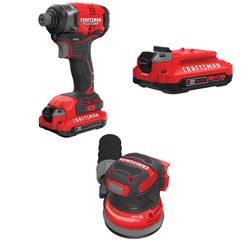 CRAFTSMAN V20 BRUSHLESS RP Impact Driver Kit with V20 2.0 Ah Battery with V20 5-Inch Orbit Sander