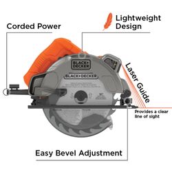 Black+Decker 13 amps 7-1/4 in. Corded Circular Saw with Laser