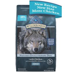 Blue Buffalo Wilderness Adult Chicken Dry Dog Food Grain Free 24 lb