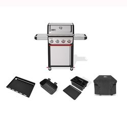 Weber Spirit S-425C LP Grill Bundle: Grill, Cover, Griddle, Condiment Holder, Accessory Organizer