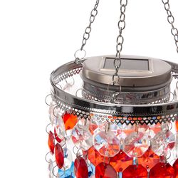Glitzhome 19.12 in. H X 5.5 in. L Multicolored Acrylic/Iron Solar Lighted Hanging Decor