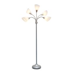 Simple Designs 67 in. Silver/White Floor Lamp