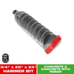 Diablo 3/4 in. X 24 in. L Carbide Tipped 2-Cutter Hammer Drill Bit SDS-Plus Shank 1 pk