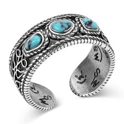 Montana Silversmiths Women's Boot Stitch Turquoise Ring