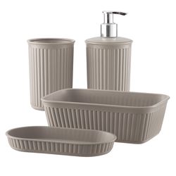 Superio Brand Matte Taupe Plastic Bath Accessory Set