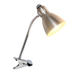 Simple Designs 17.5 in. Brushed Nickel Silver Gooseneck Clip-On Lamp