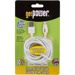GetPower Lightning to USB Charge and Sync Cable 10 ft. White