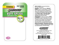 Jandorf 16-14 Ga. Insulated Wire Terminal Butt Splice Green 2 pk