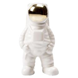 Chive 6 in. H X 3 in. L Glazed White Ceramic Astronaut Flower Vase