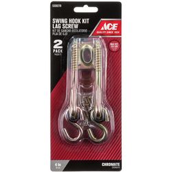 Ace Small Chrome Silver Steel 4 in. L Swing Hook Kit 225 lb 2 pk