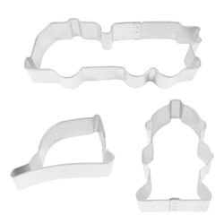R&M International Corp Fire Truck Cookie Cutter Set Silver 3 pc