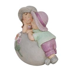 Alpine MGO Multi-color 11 in. children leaning Statue