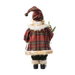 Glitzhome Multicolored Faux Fur Christmas Woodland Santa/Porcelain Face Figurine 18 in.