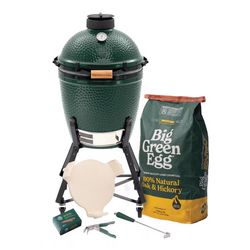Big Green Egg 15 in. Medium EGG in Nest Package Charcoal Kamado Grill and Smoker Green