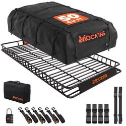 Mockins 90x50x5 XXL Extending Roof Basket with Roof Bag Rooftop Cargo Basket Set 1 pk