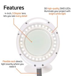 Newhouse Lighting 6.25 in. White Magnifier Clamp Lamp