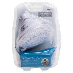 Oakbrook Collection White PVC 5 settings Wallmount Showerhead 1.8 gpm