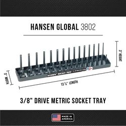 Hansen Global 13.3 in. L X 3/8 in. drive Metric Socket 1 pc