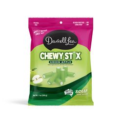 Darrell Lea Chewy Stix Green Apple Licorice Sour Bites 7 oz
