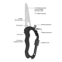 Sheffield Black Carabiner Multi-Tool