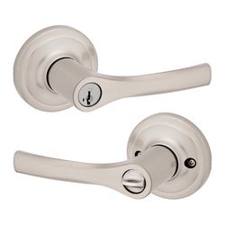 Kwikset Henley Satin Nickel Entry Lockset KW1 1-3/4 in.