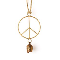 Matr Boomie Brass/Metal Metal 4.75 in. Peace Sign Handmade Bell