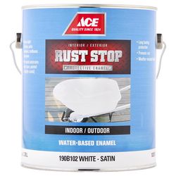 Ace Rust Stop Indoor and Outdoor Satin White Water-Based Enamel Rust Prevention Paint 1 gal