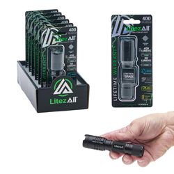 LitezAll 400 lm Black LED Flashlight CR123A Battery