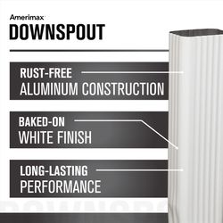 Amerimax 3 in. H X 4 in. W X 10 ft. L White Aluminum Rectangular Downspout