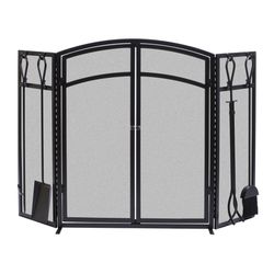 Panacea Open Hearth Black Matte Steel Fireplace Screen