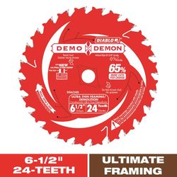 Diablo Demo Demon 6-1/2 in. D X 5/8 in. TiCo Hi-Density Carbide Framing Blade 24 teeth 1 pk