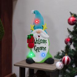 Alpine Winter Home  Gnome Holding Present 19.88 in. Porch Decor