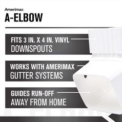 Amerimax 3 in. H X 4 in. W X 5.5 in. L White Vinyl A Gutter Elbow