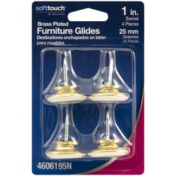 Softtouch Beige 1 in. Nail-On Brass Swivel Glide 4 pk