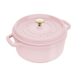 Staub Cast Iron Dutch Oven 9.45 in. 4 qt Pink/White