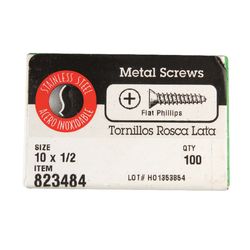 HILLMAN No. 10 Ga. X 1/2 in. L Phillips Flat Head Sheet Metal Screws 100 pk