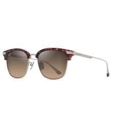 Maui Jim Kalaunu Asian Fit Sunglasses Unisex Shiny Reddish Havana w/Silver Frame HCL Bronze Lens Pol