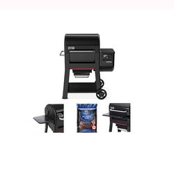 Weber Searwood 600 24 Pellet Grill Bundle: Grill, Pellets, Side Shelf, Front Shelf