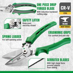 SK Tools Arrow Fastener 10.83 in. Forged Alloy Steel Aviation Snips