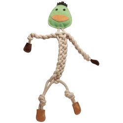 HuggleHounds Knottie For Dog Multicolored Jute Dilly Duck Rope Squeaky Dog Toy Large 1 pk