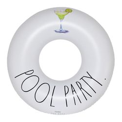 CocoNut Float Rae Dunn White Vinyl Inflatable Party Pool Float Tube
