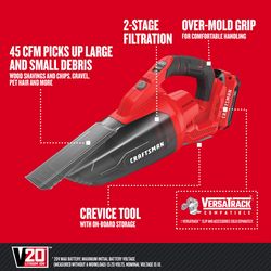 CRAFTSMAN V20 Bagless Cordless Multi-Level Filter Hand Vacuum