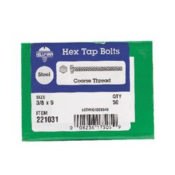 HILLMAN 3/8 in. D X 5 in. L Zinc Plated Steel Hex Tap Bolt 50 pk