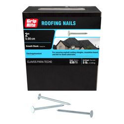 Grip-Rite 2 in. Roofing Electro-Galvanized Steel Nail Flat Head 5 lb