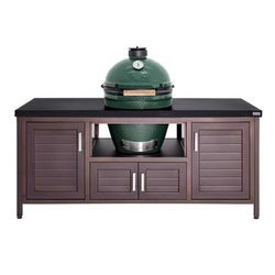 Big Green Egg 18.25 in. Large EGG Package with 69 Modern Farmhouse Table Charcoal Kamado Grill and