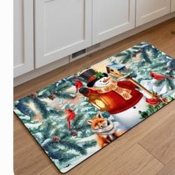 Briarwood Lane 22 in. W X 10 in. L Multi-Color Winter Lantern Snowman Polyester Door Mat