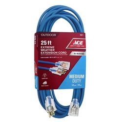 Ace Outdoor 25 ft. L Blue Extension Cord 14/3 SJTOW