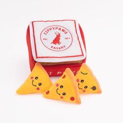 ZippyPaws Burrow For Dog Multicolored Plush Pizza Box Dog Toy 1 pk